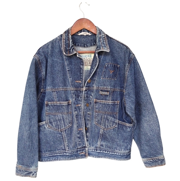 Vintage Sharp Shooters Whipp Western Denim Blue Jean Jacket